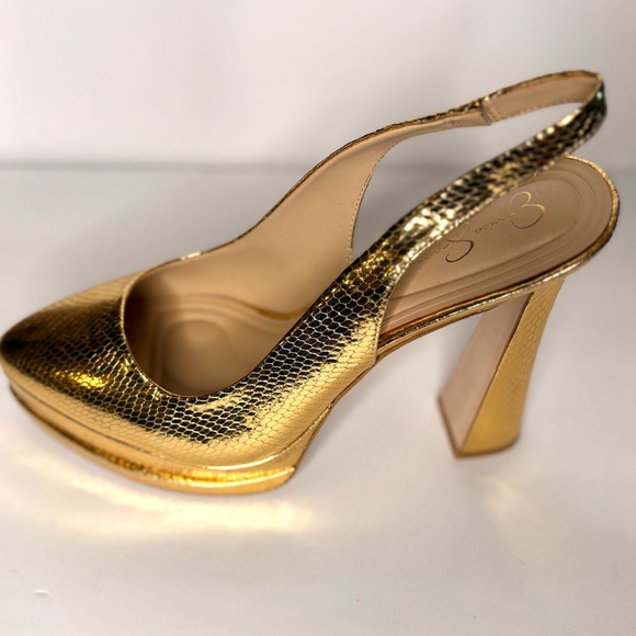 Gold Slingback Heels - Picture 2 of 10